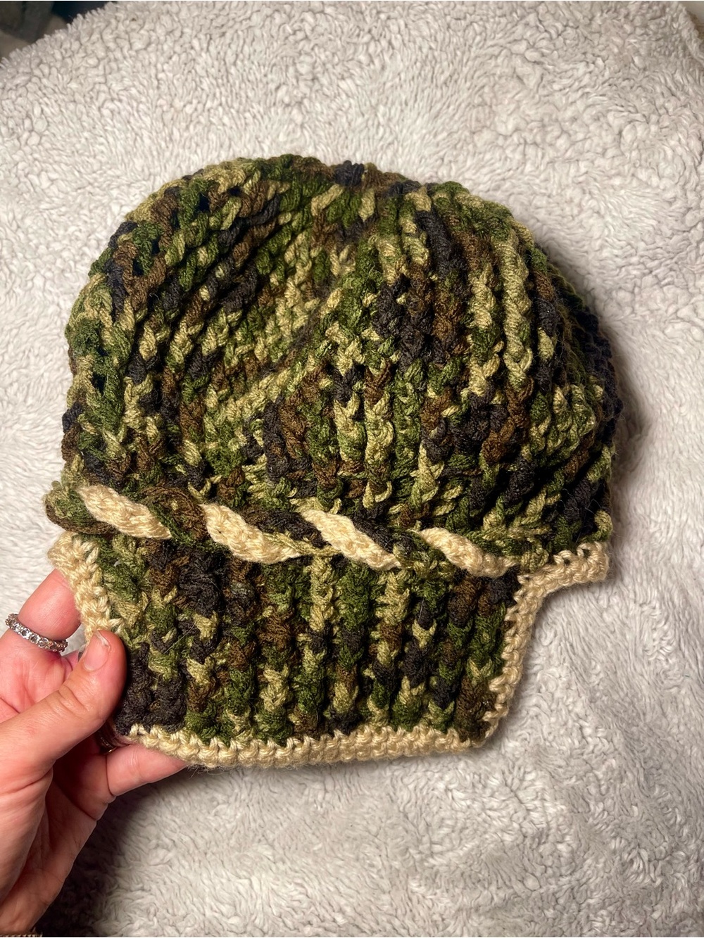 Chunky Crochet Camo Brim Beanie!!